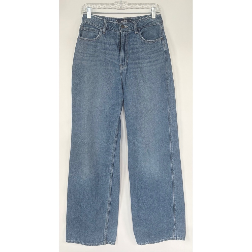 Hollister Womens High Rise Wide Leg Jeans Medium Wash Blue Denim W27 L31 Size 4L